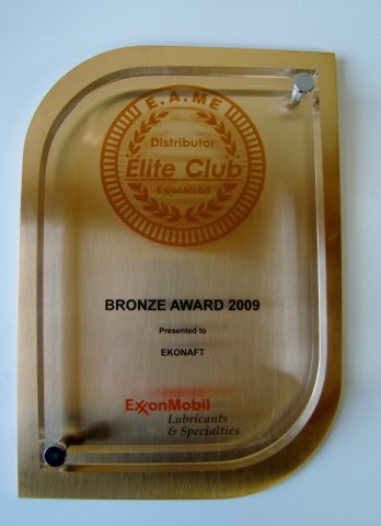 Brązowy medal w roku 2009
Brązowy medal European Distributor Elite Club ExxonMobil w roku 2009.